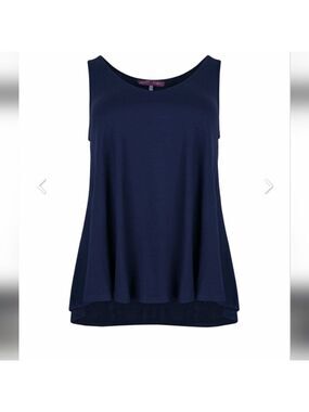 Navy Viscose curve hem V top MAT FASHION Europe Woman's OS